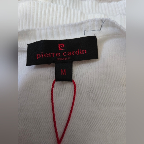 Pierre Cardin White Cardigan Sweater With Pastel Lace. Size Small - Picture 7 of 10
